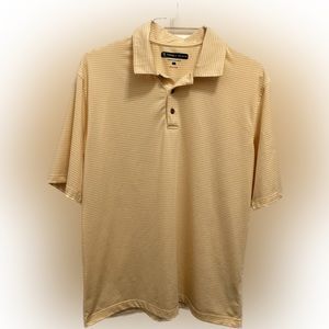 Pebble Beach Performance Mens Size L Golf Polo Shirt Short Sleeve Yellow/White L